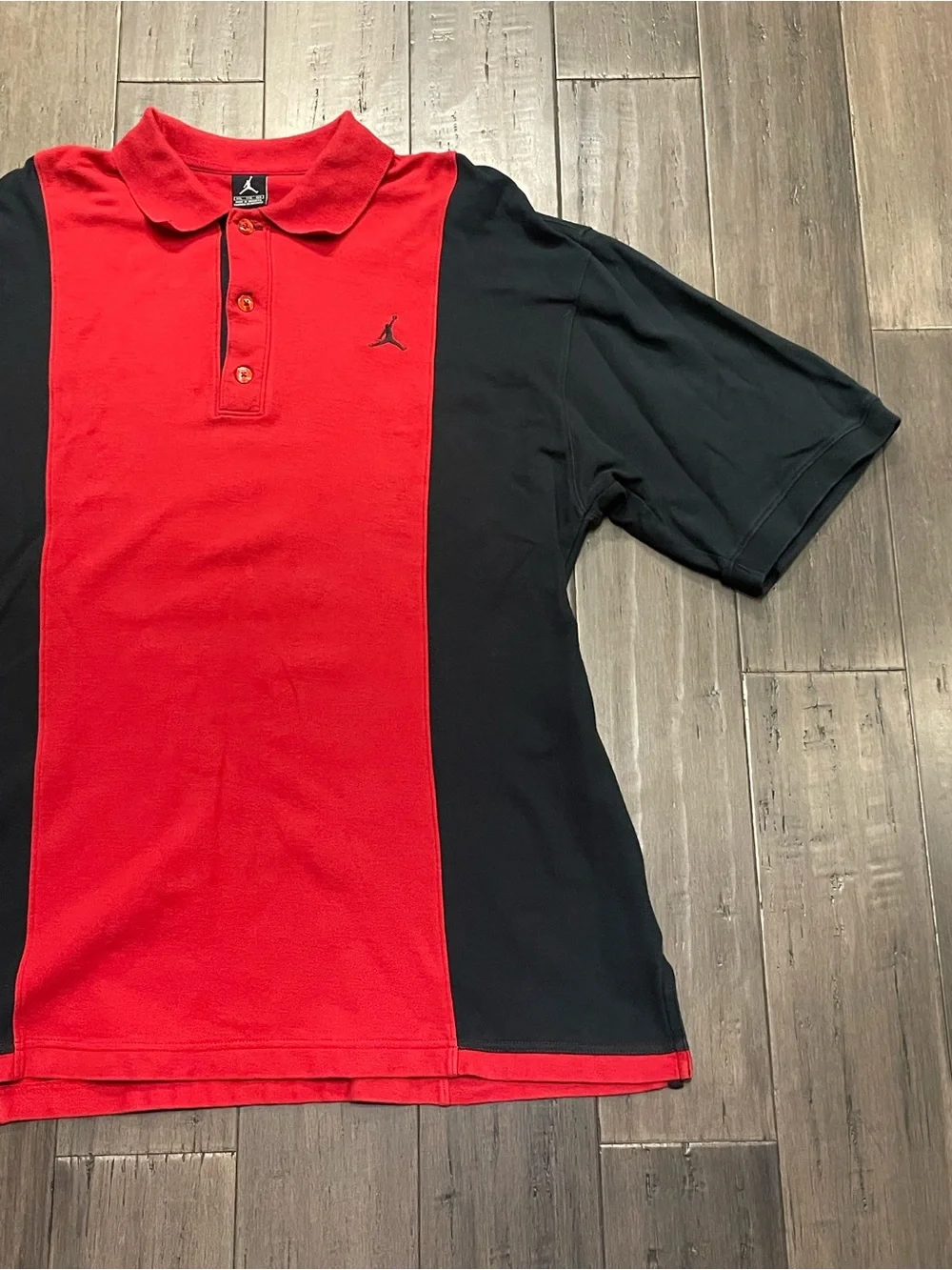 Jordan Jumpman XXL Red Black Colorblock Polo Shirt Vintage Y2K Basketball